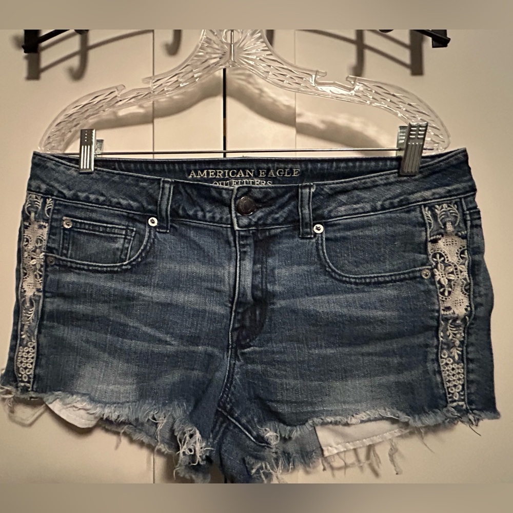 American Eagle Outfitters Women's Distressed Blue Jean Shorts